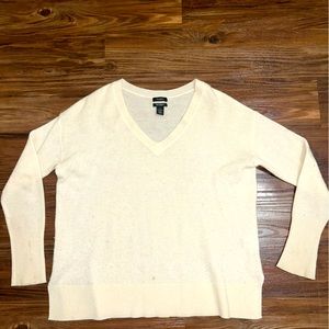 Halogen 100% Cashmere V-neck Sweater - size CS (oversized) - Cream/Off White